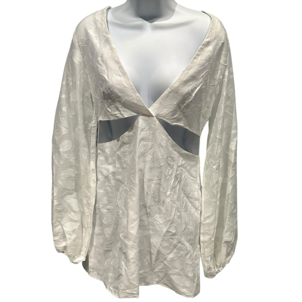 RUMER Giselle Cutout Long Sleeve Mini Dress White Size Medium New with Tags